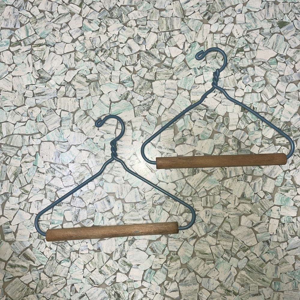 Pair Of Vintage Doll Clothes Hangers Metal And Wood